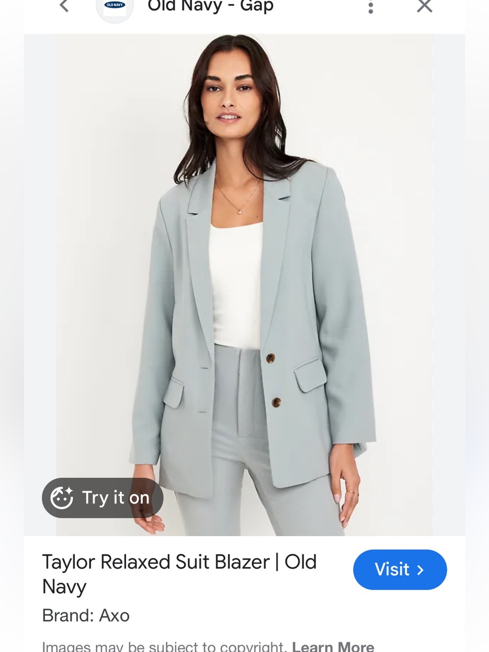 Old Navy Taylor relaxed suit blazer in silver sage - Picture 10 of 11